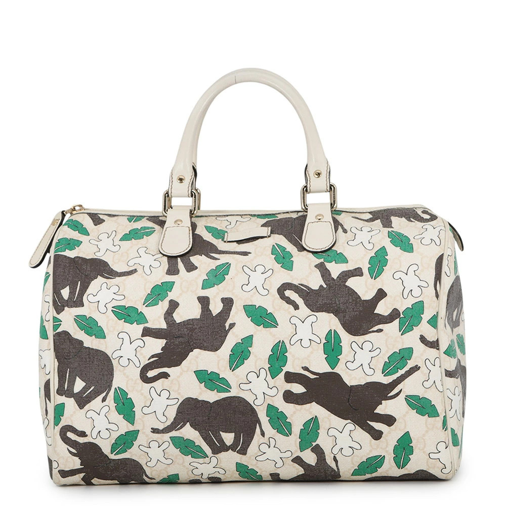 Gucci Elephant GG Supreme Leather Handbag Boston Bag